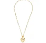 Necklace | Puffed Heart | 20" Toggle Chain | 14KGP