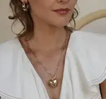 Necklace | Puffed Heart | 20" Toggle Chain | 14KGP