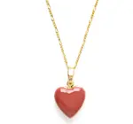 Necklace | Enamel Heart Locket | 20" Chain | 14KGP