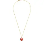 Necklace | Enamel Heart Locket | 20" Chain | 14KGP