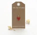 Necklace | Enamel Heart Locket | 20" Chain | 14KGP