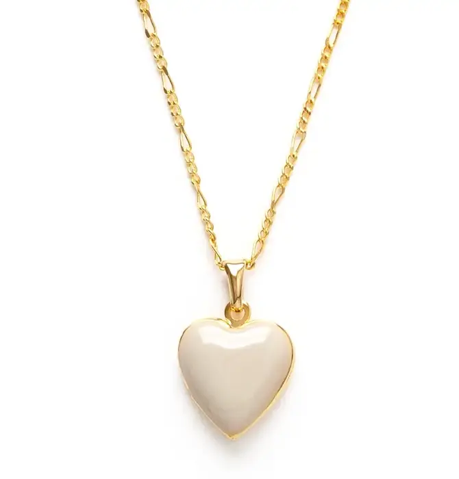 Necklace | Enamel Heart Locket | 20" Chain | 14KGP