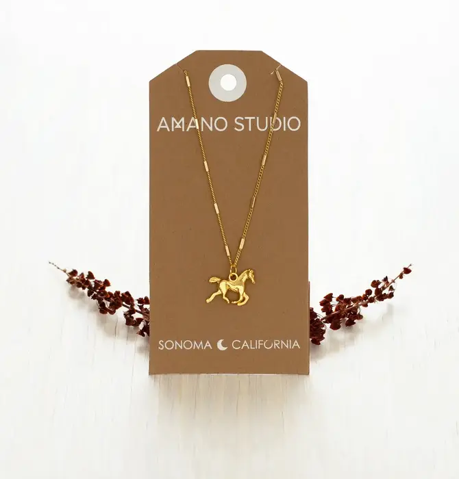 Necklace | Year of the Horse Charm | 20" Chain | 14KGP