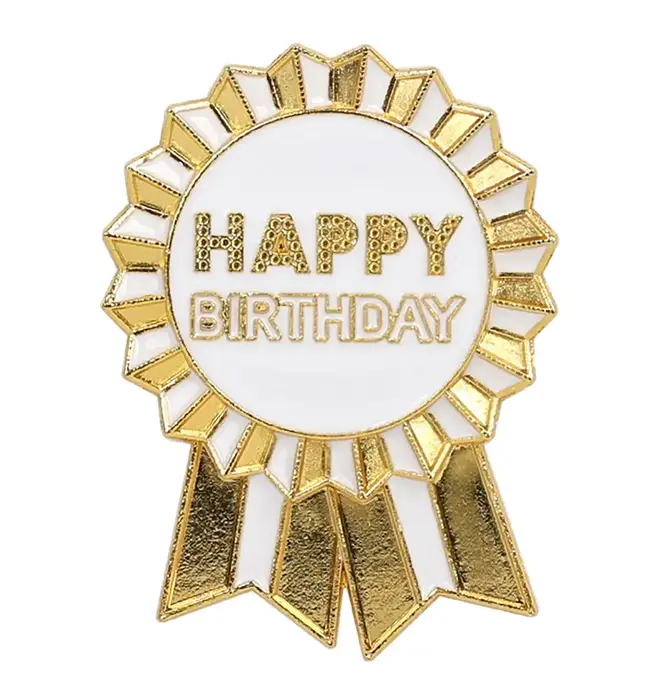 Pin Badge | Happy Birthday | Gold Enamel