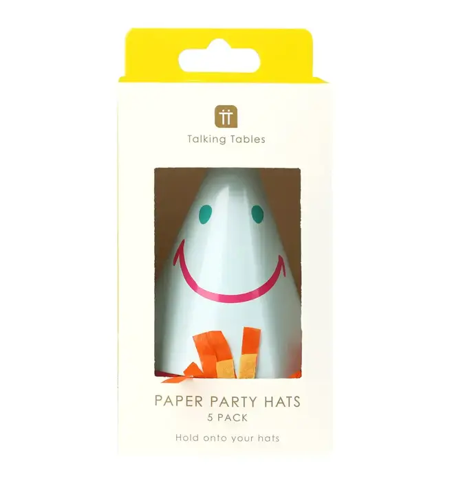 Party Hats | Happy Face Paper | 5 Pack