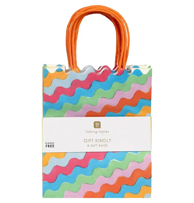 Gift Bags | Wavy Multicolor | 8 Pack