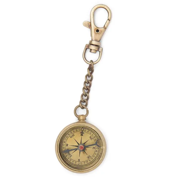 Compass Key Chain | Antiqued Brass