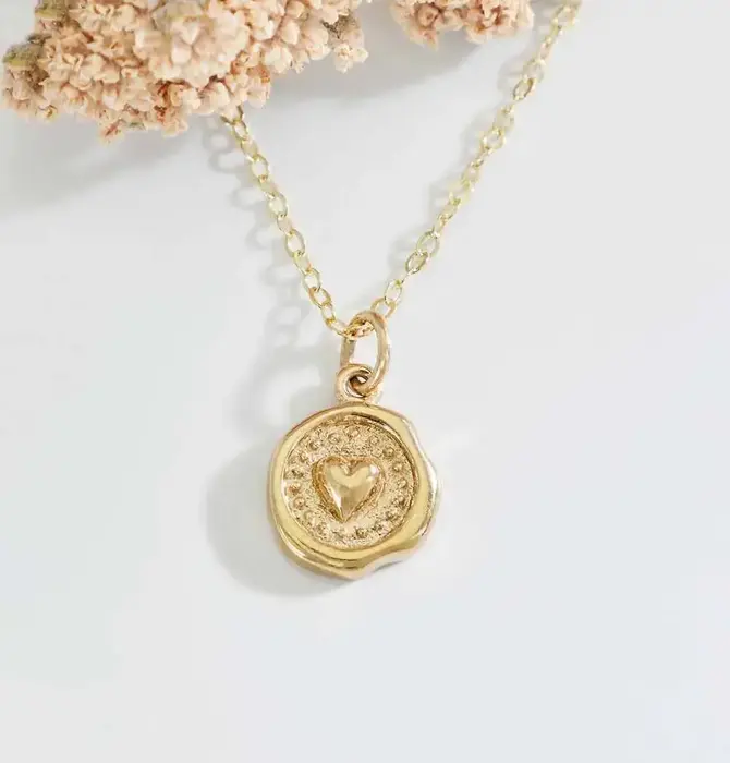 Necklace | Wax Seal Heart | Gold Filled/Bronze | 18"