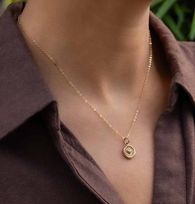 Necklace | Wax Seal Heart | Gold Filled/Bronze | 18"