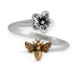 Ring | Flower & Bee | Sterling Silver | Adjustable