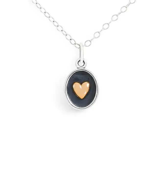Necklace | Silver Shadow Box | Bronze Heart | 18"