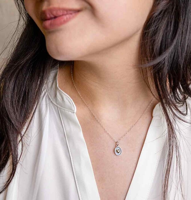 Necklace | Silver Shadow Box | Bronze Heart | 18"