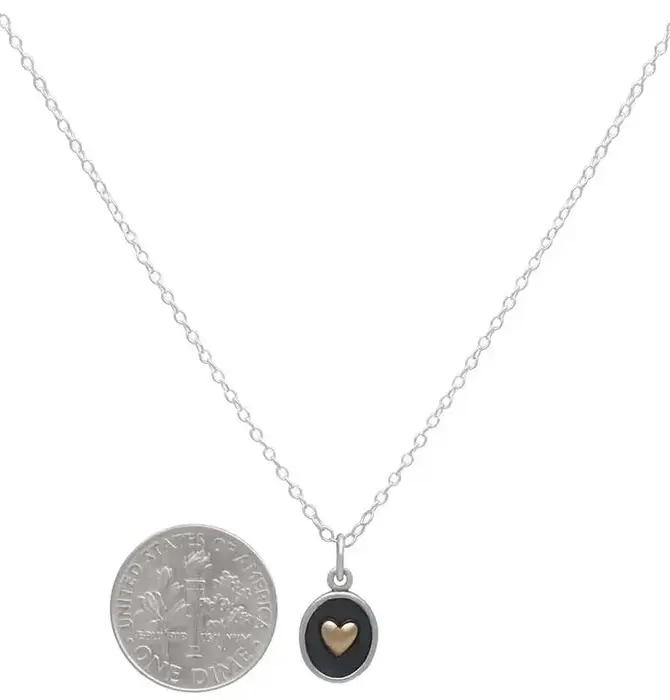 Necklace | Silver Shadow Box | Bronze Heart | 18"