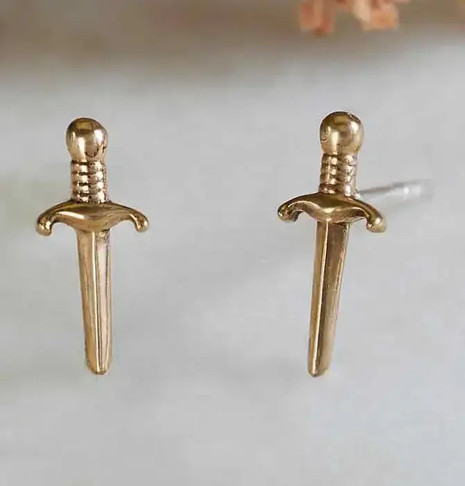 Earrings | Mini Dagger Post | Bronze