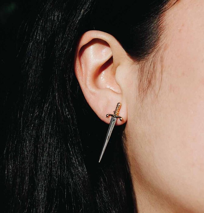 Earrings | Large Sword Post | Bronze