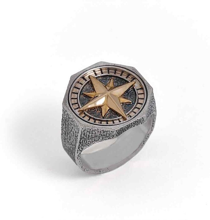 Ring | Compass Signet | Mixed Metal
