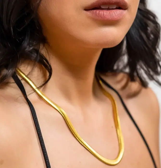 Necklace | Herringbone 17"  | 18KGP