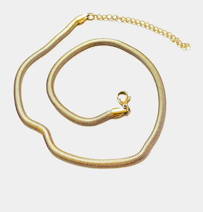 Necklace | Herringbone 17"  | 18KGP