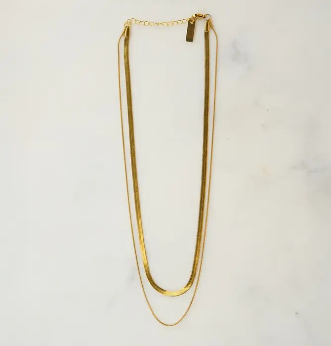 Necklace | 2-Layered Snake Chain | 18KGP