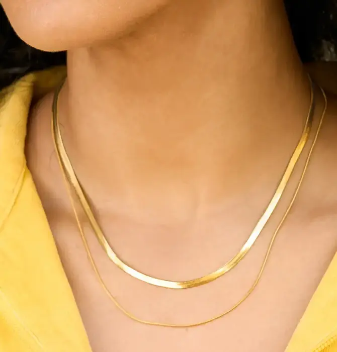 Necklace | 2-Layered Snake Chain | 18KGP