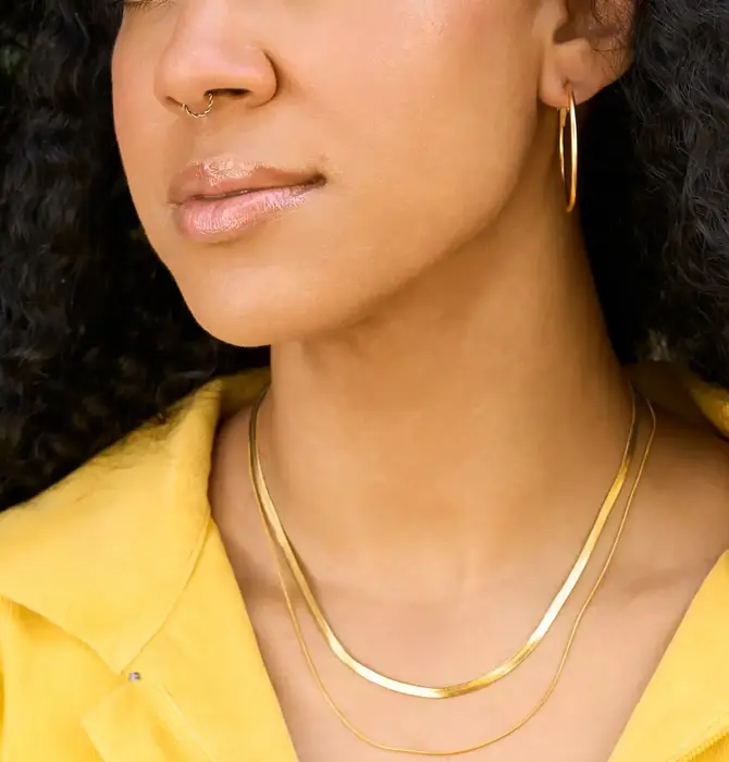 Necklace | 2-Layered Snake Chain | 18KGP