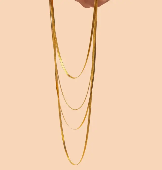 Necklace | 4-Layered Snake Chain | 18KGP