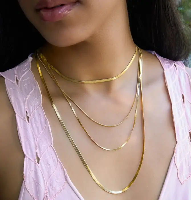 Necklace | 4-Layered Snake Chain | 18KGP