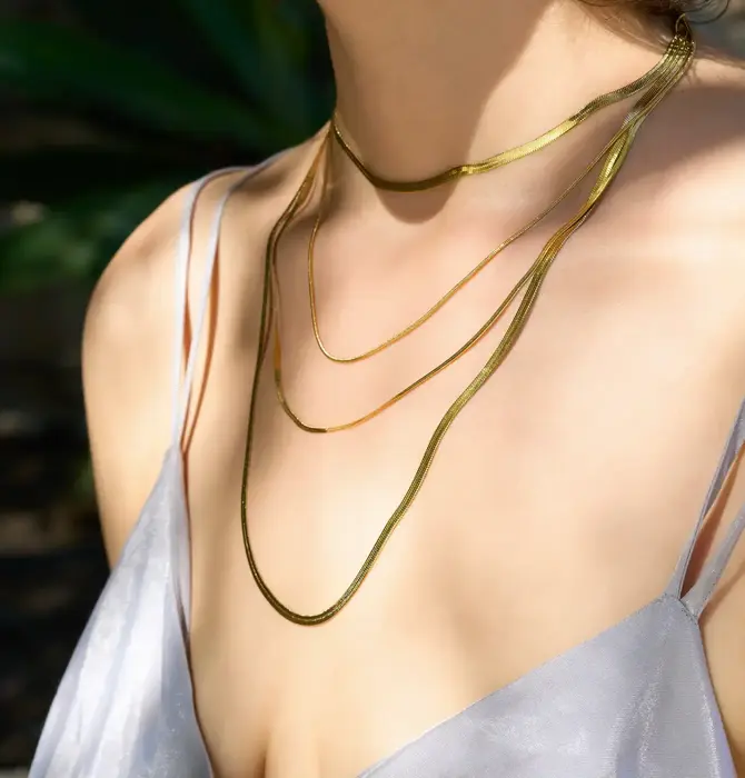 Necklace | 4-Layered Snake Chain | 18KGP