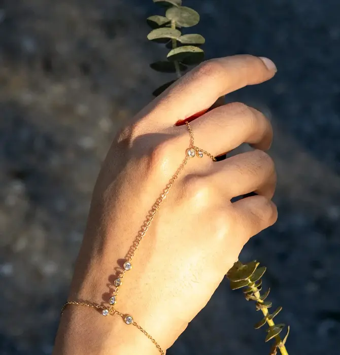 Hand Chain | Shimmer CZ Stones | 18KGP