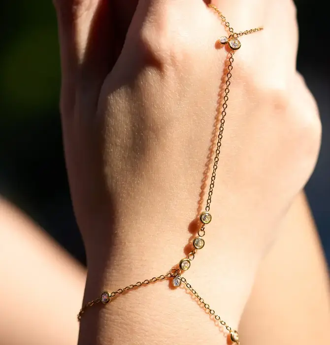 Hand Chain | Shimmer CZ Stones | 18KGP
