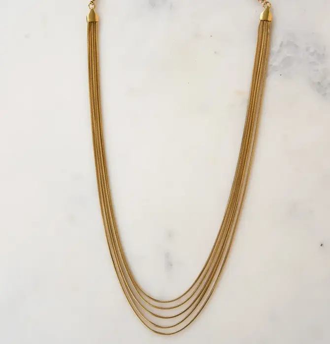 Necklace | 5-Layered Snake Chain | 18KGP