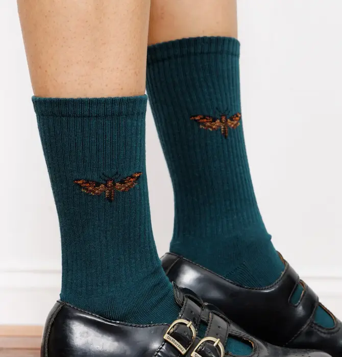 Socks | Teal Moth | Crew