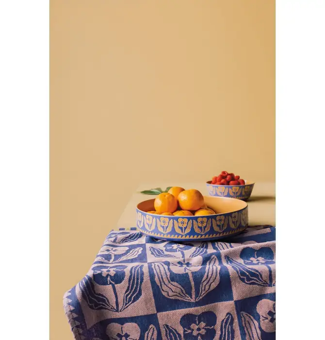 Serving Bowl | Teppi Imprint | Blue + Terracotta