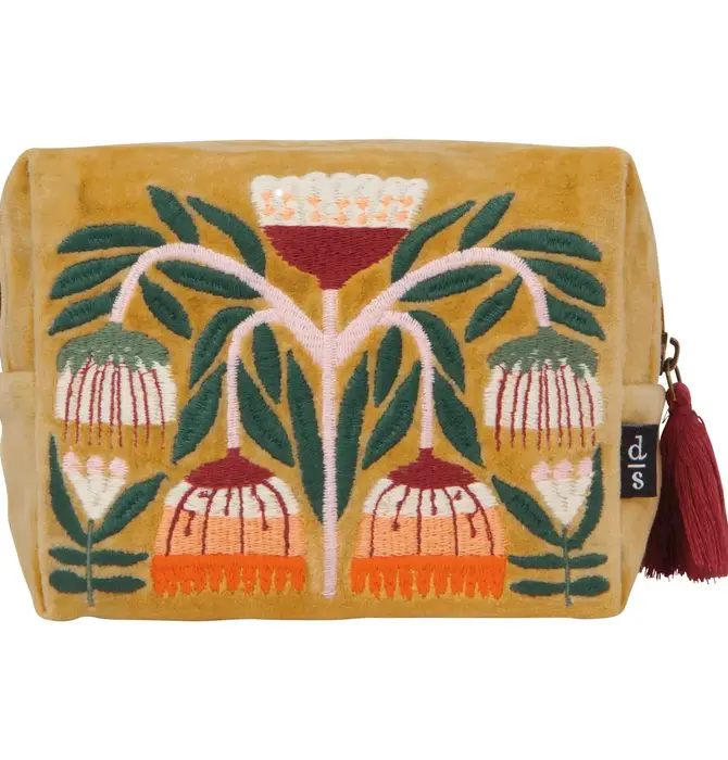 Pouch | Embroidered Velvet | Venus | Ochre