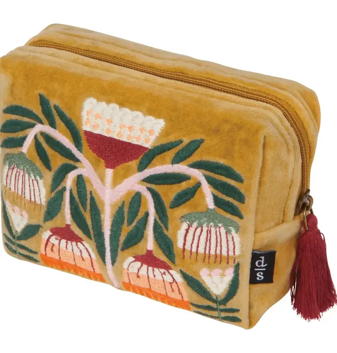 Pouch | Embroidered Velvet | Venus | Ochre