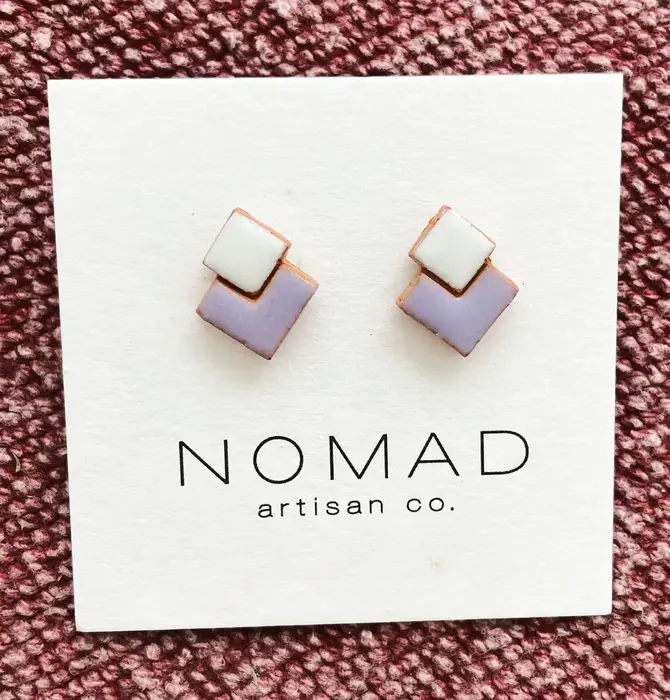 Earrings | Double Square Ceramic