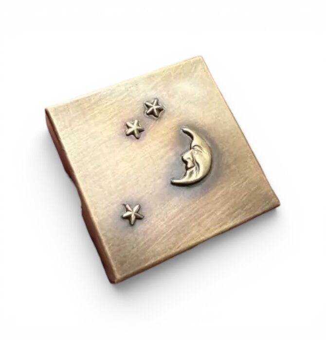 Pill Box | Square Brass 1.25" | Moon & Stars