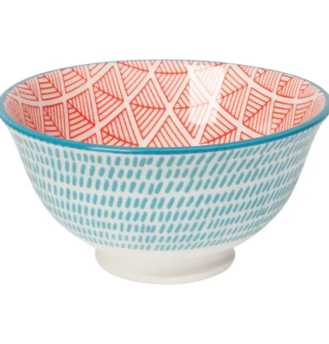 Bowl | Stamped 3.5" | Blue Red Dash