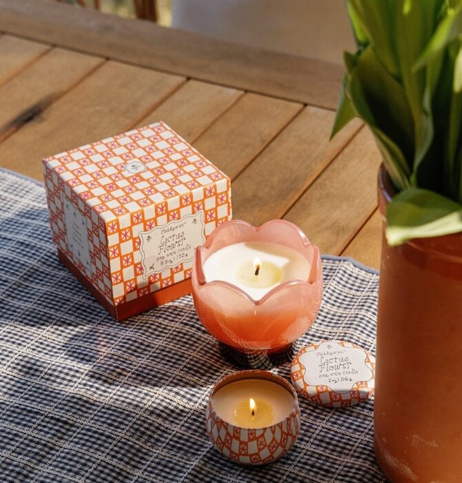 Candle | Cactus Flower | Tulip Glass Pink