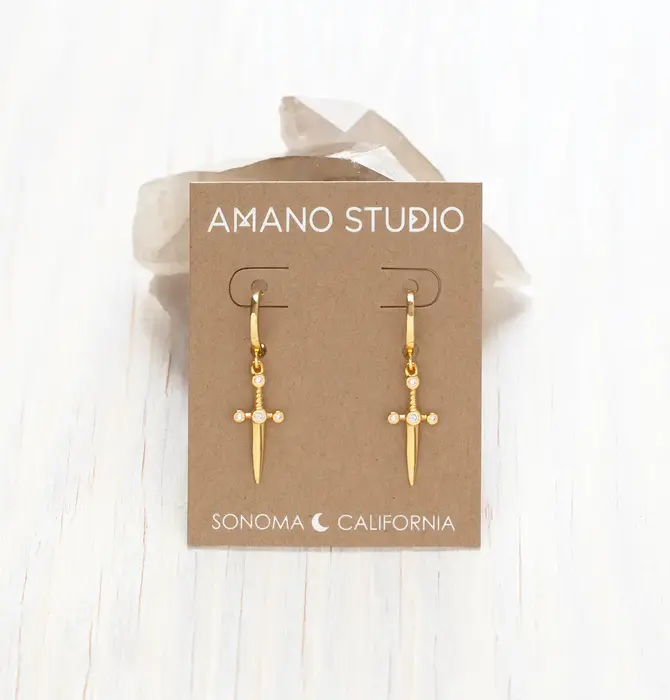 Earrings | Huggie Hoops | Dagger | 14KGP