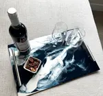 Serving Tray | Handled | Acrylic + Resin | Navy White Metallic