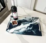 Serving Tray | Handled | Acrylic + Resin | Navy White Metallic