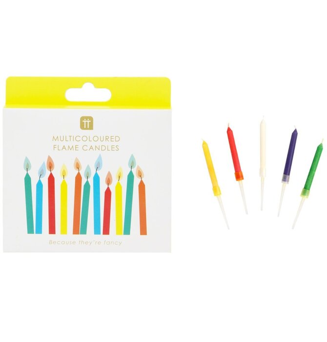 Candles | Flame Multicolored | 12 Pack