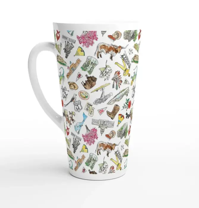 Mug | Tall Latte | Oklahoma Watercolor | 17oz