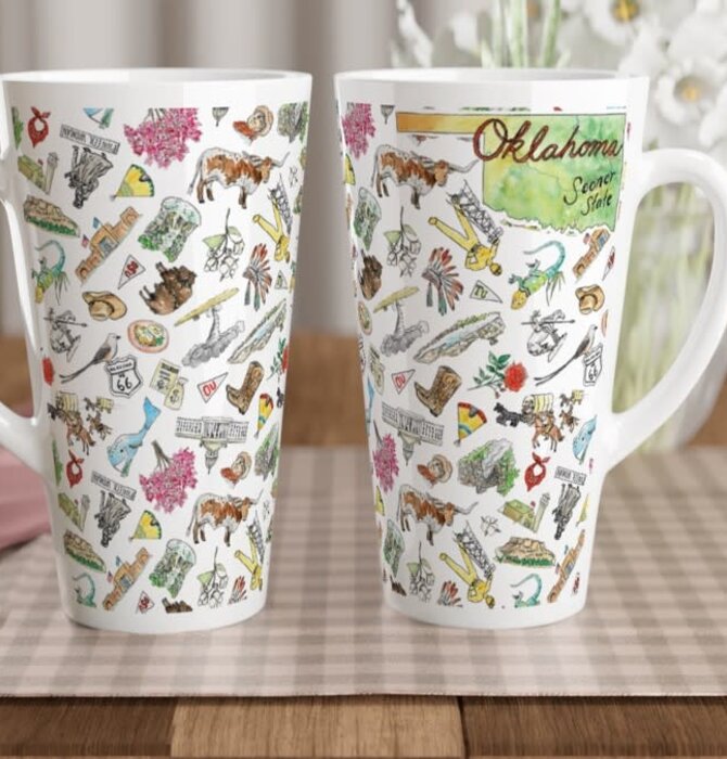 Mug | Tall Latte | Oklahoma Watercolor | 17oz