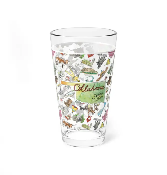 Pint Glass | Oklahoma Watercolor | 16oz