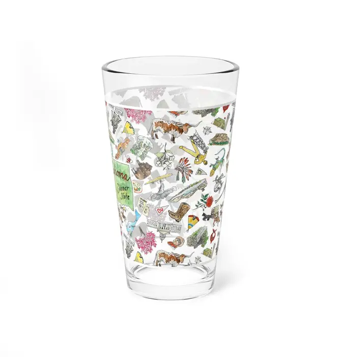 Pint Glass | Oklahoma Watercolor | 16oz