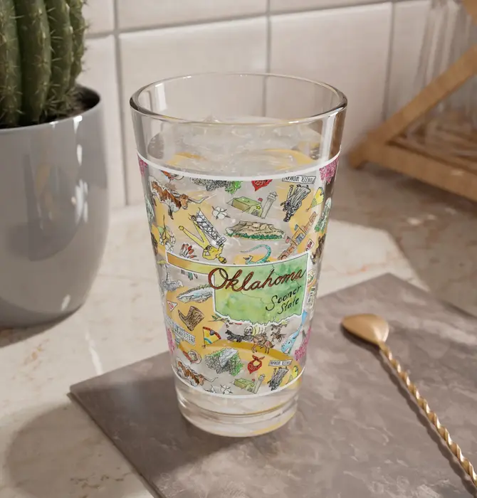 Pint Glass | Oklahoma Watercolor | 16oz