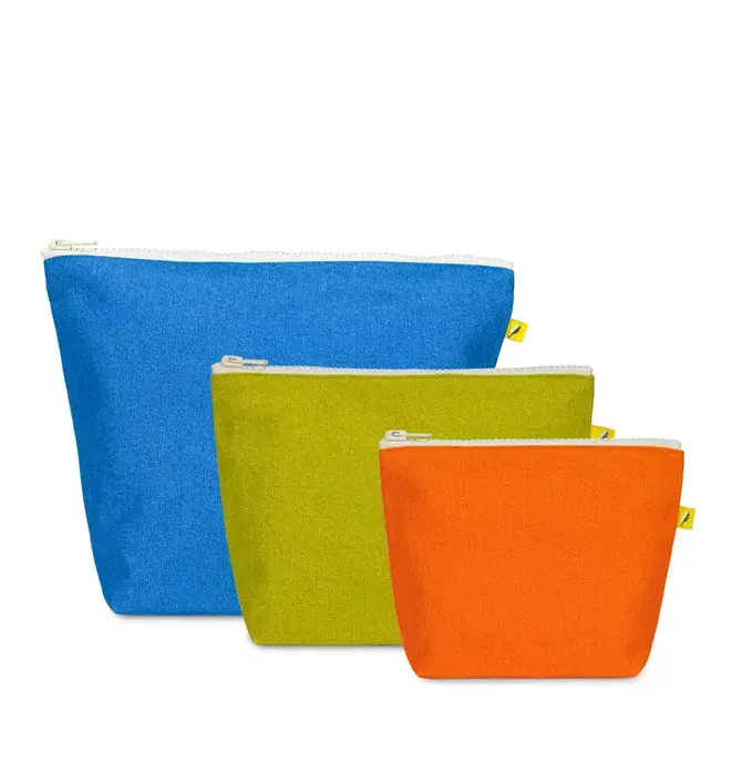 Bag | Zip | Set of 3 | Solids Orange Citrus Cobalt