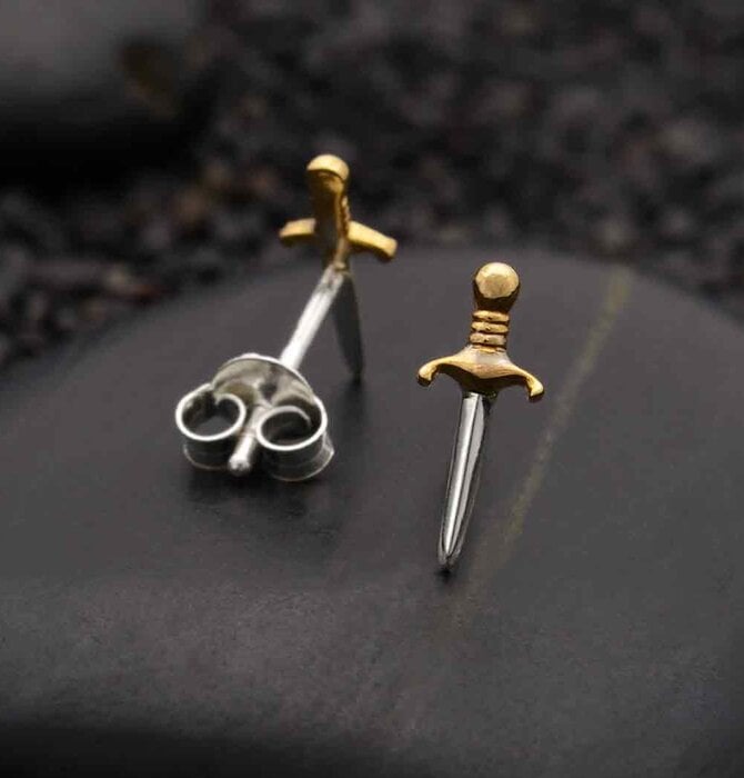 Earring Single | Mini Dagger Post | Mixed Metal